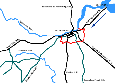 The Battle Of Petersburg: June 15-18, 1864 National Park Service Map ...