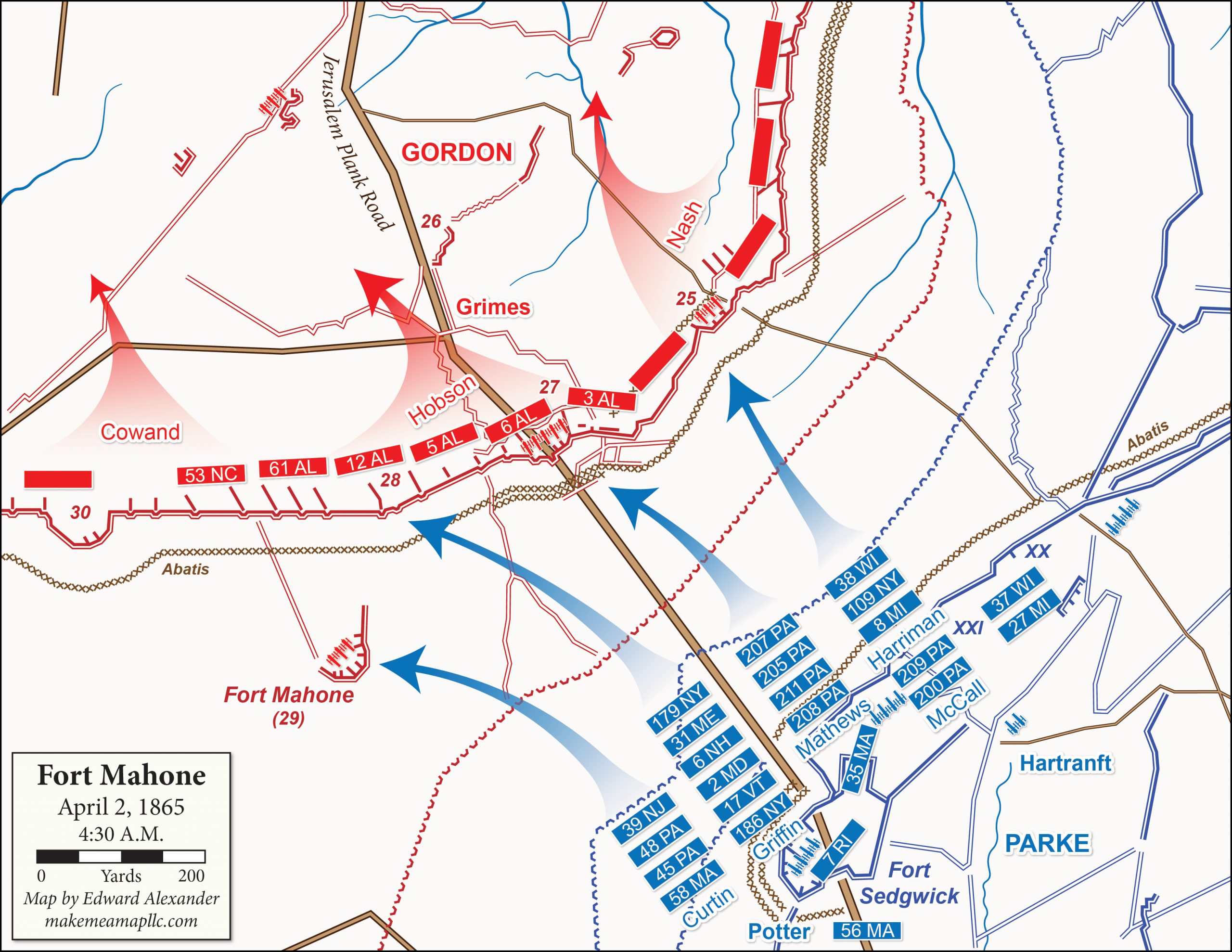 MAP: Fort Mahone, 4:30 a.m., April 2, 1865 (Edward Alexander)